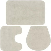 Casey Bathroom Cream 3 Piece Mat Set