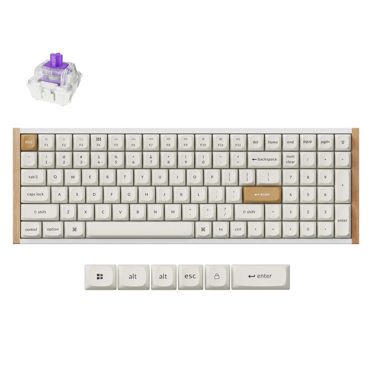 Keychron K4 HE 96% Magnetic Switch Hot-Swap RGB Wireless Keyboard – White (Wood + Aluminium)-0