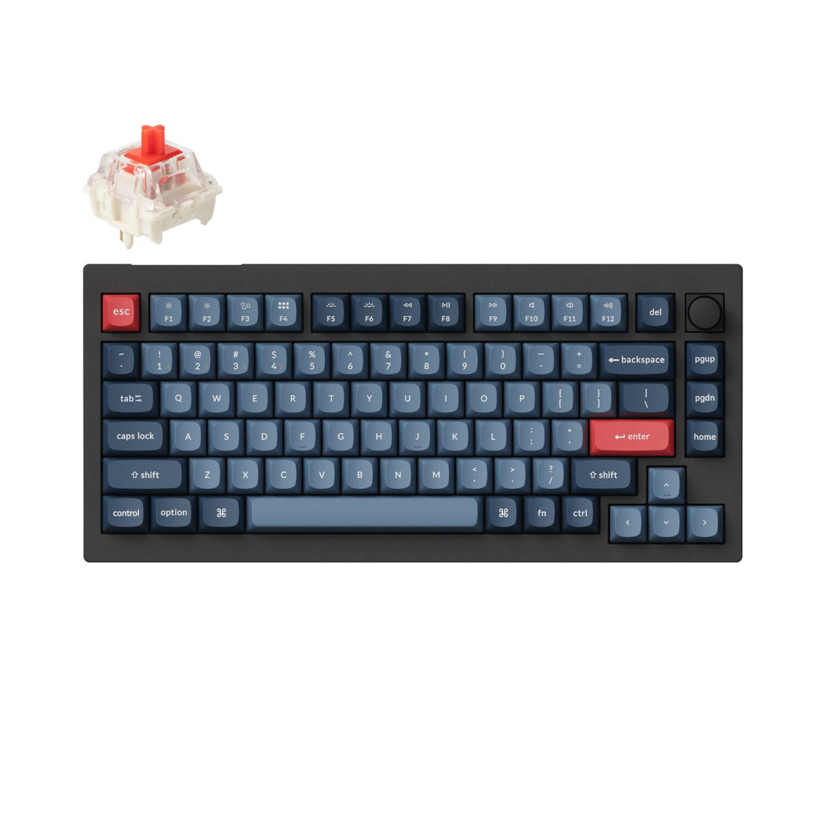 Keychron V1 Max QMK/VIA Wireless Custom Mechanical Keyboard | RED Switches - Black-0