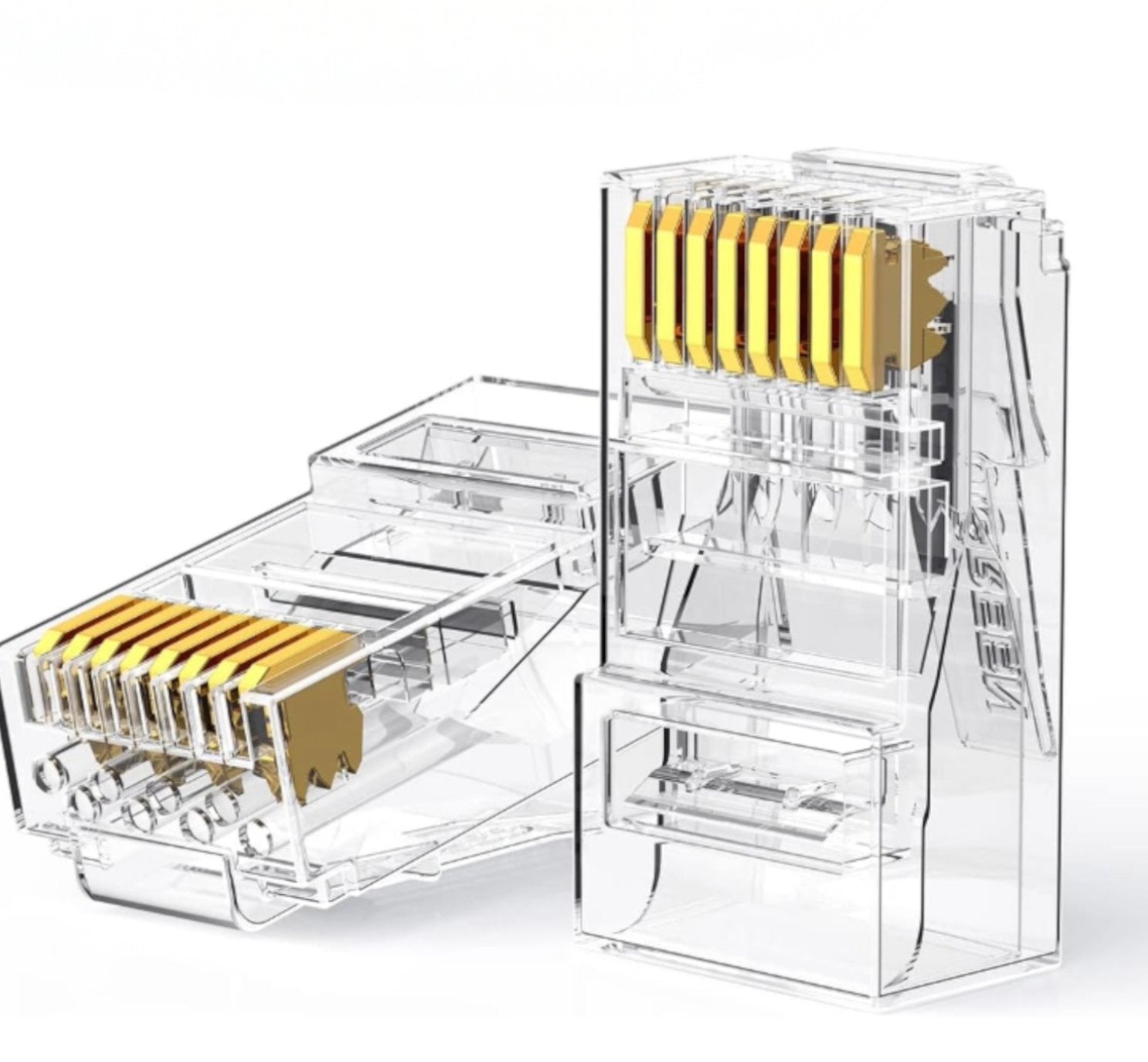 UGreen Cat6 RJ45 Modular Plugs (50 Pcs)–Transparent with Gold Contacts